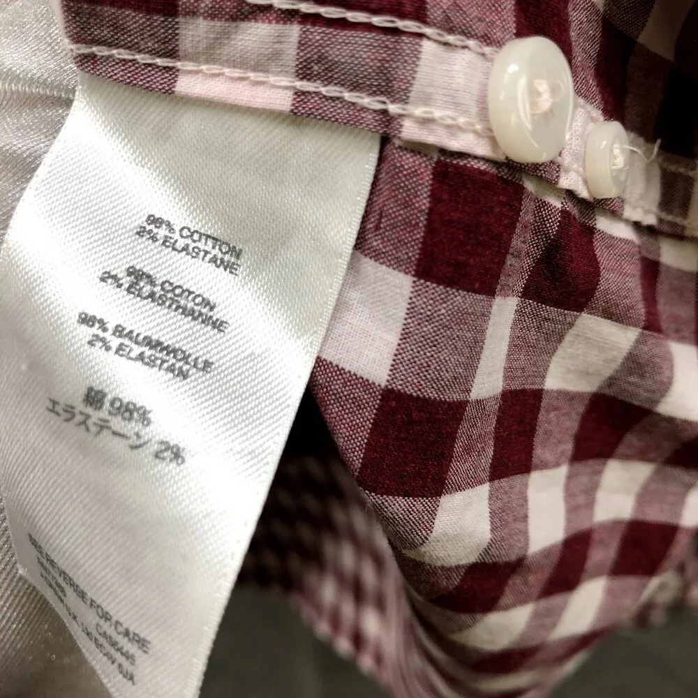 J. Crew Slim Fit Button Down Shirt Mens XL Long Sleeve‎ Red White Plaid